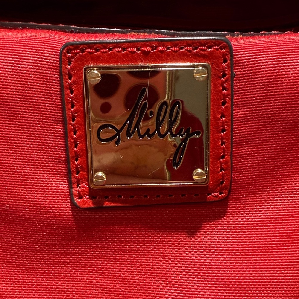 NEW MILLY Leather Crossbody/Shoulder Vintage Tote Bag, Red - Picture 6 of 16
